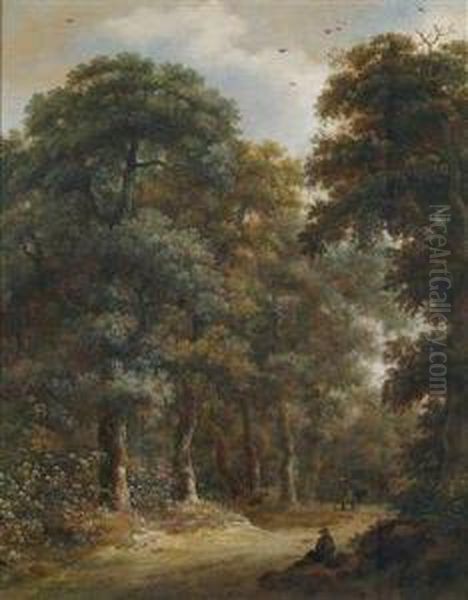 Einewaldlandschaft Oil Painting by Roelof van Vries