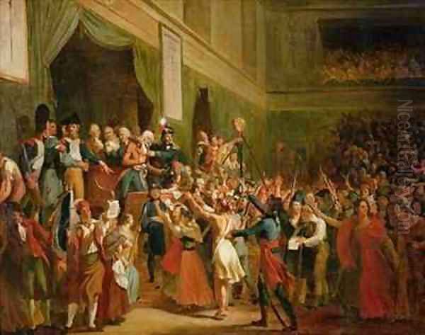 Francois Antoine Boissy dAnglas 1756-1826 saluting the head of the deputy Jean Bertrand Feraud 1759-95 Oil Painting by Charles Fournier