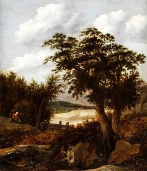 Landschaft Mit Durchblick Zwischen Baumen Oil Painting by Roelof van Vries