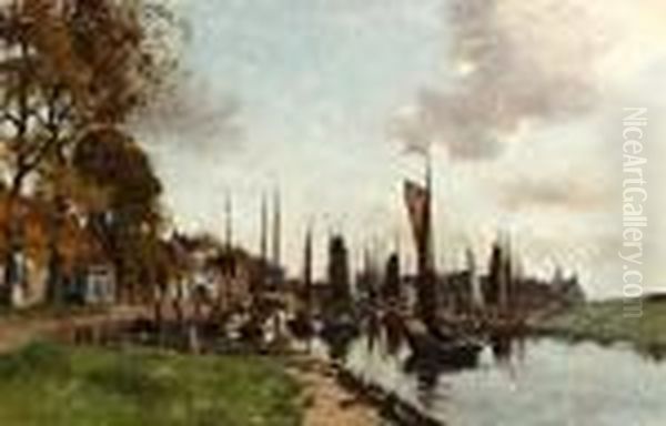 Binnenhaven Van Elburg Oil Painting by Jan Hillebrand Wijsmuller