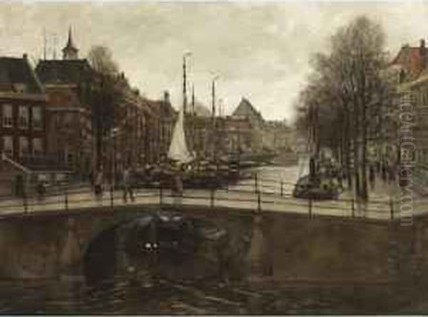 A View Of Het Zieken, The Hague Oil Painting by Kees Van Waning