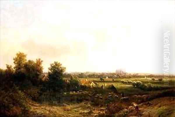 A Shepherd and his Flock near Haarlem Oil Painting by Pieter Lodewijk Francisco