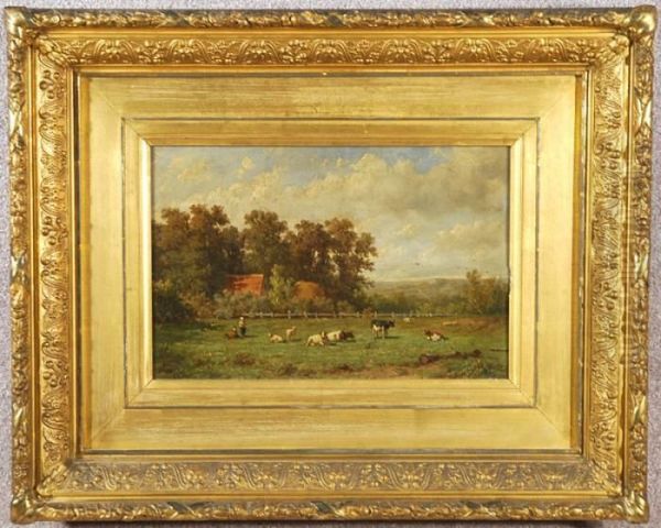 Wyngaerdt Oil On Board Figural Landscape Oil Painting by Anthonie Jacobus Van Wyngaerts