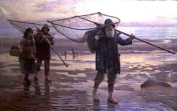 Shrimpers Oil Painting by William Banks Fortescue