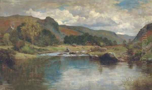 An extensive river landscape Oil Painting by William Banks Fortescue