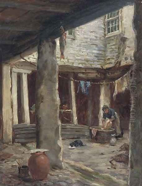 A fisherman's dwelling Oil Painting by William Banks Fortescue