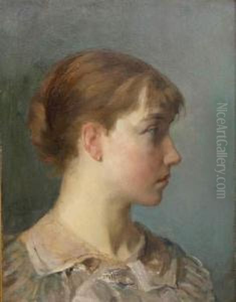 Portrait De Jeune Femme Oil Painting by Gustave Vanaise