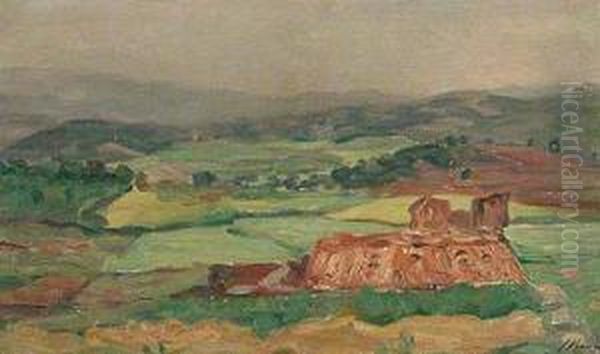 Paisaje. Oil Painting by Joaquin Vancells Y Vieta