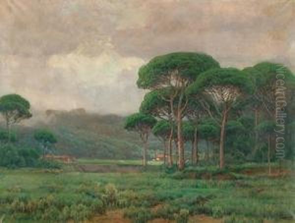 Paisaje. Oil Painting by Joaquin Vancells Y Vieta