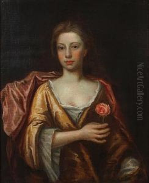 A Portrait Of A Young Lady Oil Painting by John Vanderbank