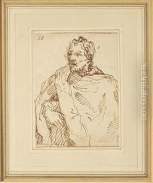 Portrait Of A Man With Cloak; And A Companion Drawing Oil Painting by John Vanderbank