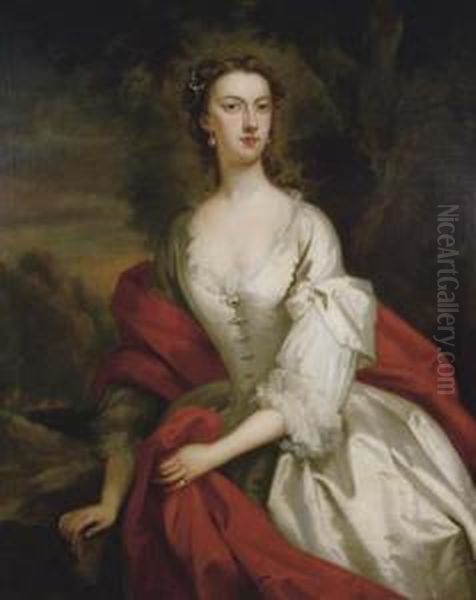 Portrait Of Lady Albermarle Oil Painting by John Vanderbank