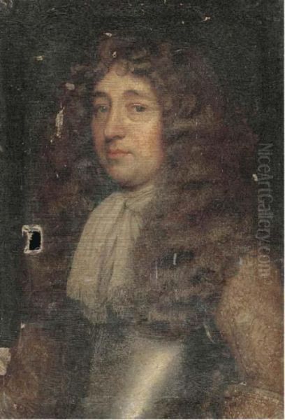 Portrait Of A Gentleman, Bust-length, In Armour And Whitejabot Oil Painting by John Vanderbank