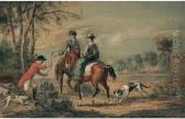 A Hunting Party Oil Painting by John Vanderbank