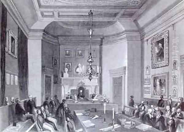 View of the Interior of Somerset House, Showing a Meeting of the Royal Antiquarian Society Oil Painting by Frederick William Fairholt