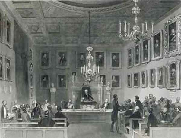 View of the Interior of Somerset House Showing a Meeting of the Royal Antiquarian Society Oil Painting by Frederick William Fairholt