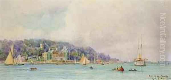 The Royal Yacht Squadron Cowes Oil Painting by Henry Branston Freer