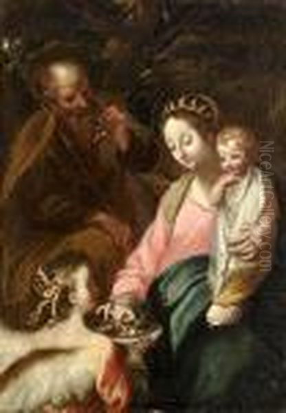 Rest On The Flight Into Egypt Also Known As Oil Painting by Francesco Vanni