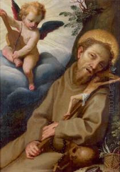 Der Stigmatisierte Hl. Franziskus Von Assisi Mit Einem Engel Oil Painting by Francesco Vanni