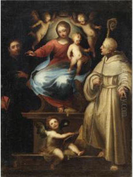 Madonna Col Bambino Tra San Paolo E San Benedetto Oil Painting by Francesco Vanni