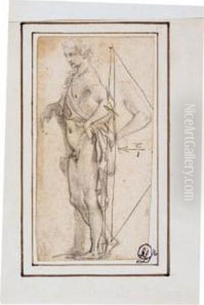 Standing Youthful Hercules, Possibly After The Antique Oil Painting by Francesco Vanni