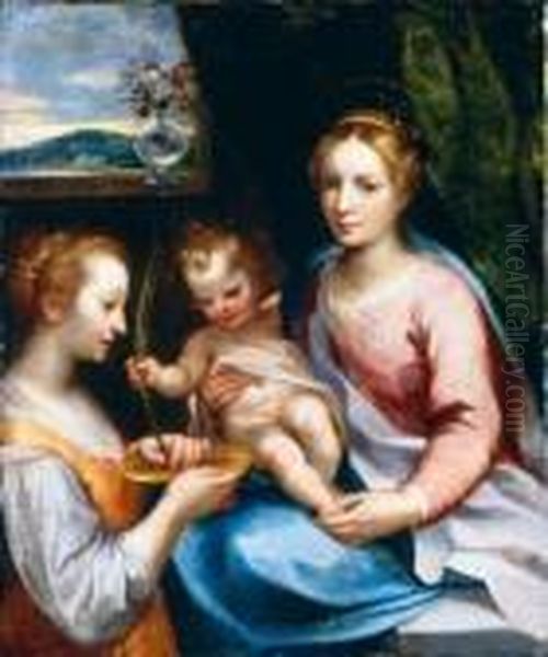 Madonna And Child With Saint Lucy Oil Painting by Francesco Vanni