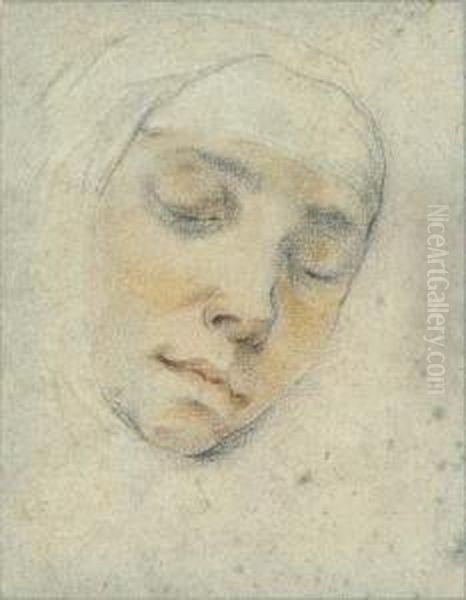 Portrait Of Pasitea Crogi, Her Eyes Closed Oil Painting by Francesco Vanni