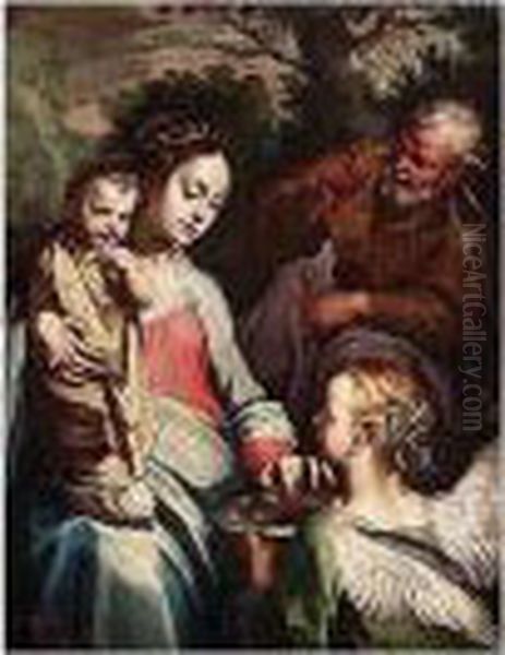 The Holy Family With An Angel Oil Painting by Francesco Vanni