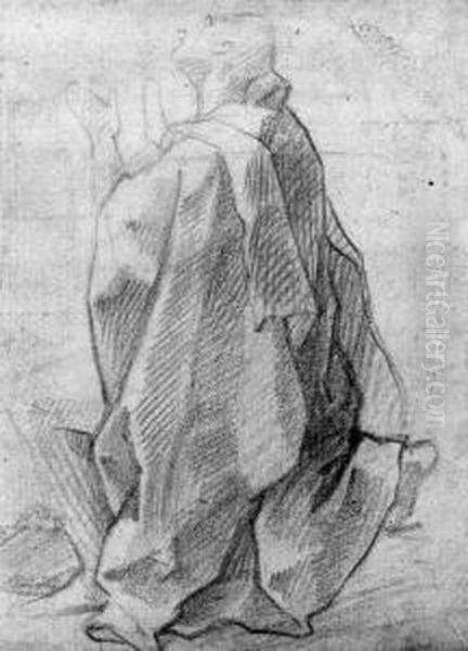 Drapery Studies: A Kneeling Saint Looking Up; And Two Studies Ofseated Figures Oil Painting by Francesco Vanni