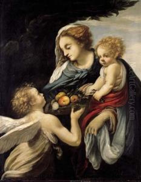 The Madonna And Child With An Angel Oil Painting by Giovanni Battista Vanni