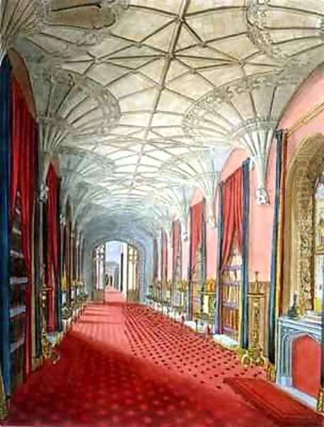 Interior of St Michaels Gallery Fonthill Abbey Oil Painting by Finley, W.