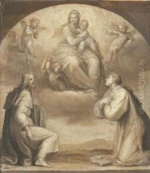 The Madonna And Child With Saints James And Stephen Oil Painting by Ottavio Vannini