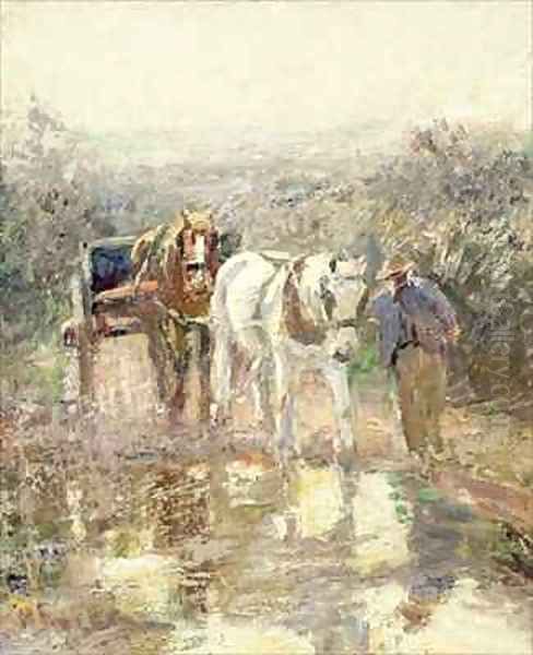 Horses and Cart Oil Painting by Harry Fidler