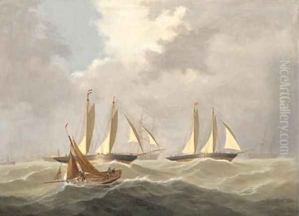 A racing cutter tacking across the mouth of the Dart Oil Painting by Capt. John Haughton Forrest