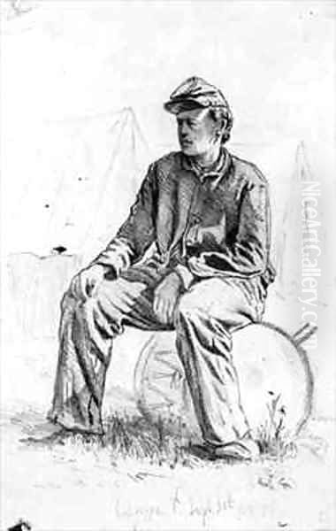 Drummer Boy Taking a Rest During the Civil War Oil Painting by Edwin Forbes