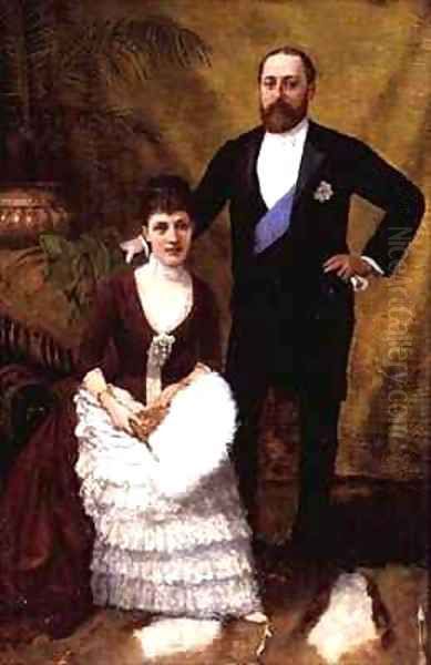 King Edward VII 1841-1910 and his wife Queen Alexandra 1844-1925 Oil Painting by R. Forester