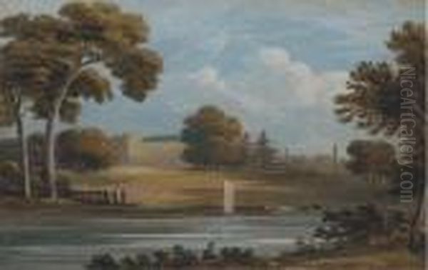 Syon House From The Thames Oil Painting by Cornelius Varley