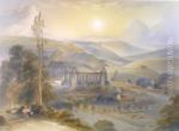 A View Of Riveaux Abbey, Yorkshire Oil Painting by Edgar John Varley