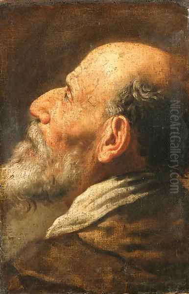 The head of a bearded man, a fragment Oil Painting by Domenico Fetti