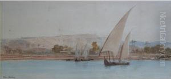 Dhows On The Nile Oil Painting by John Jnr. Varley