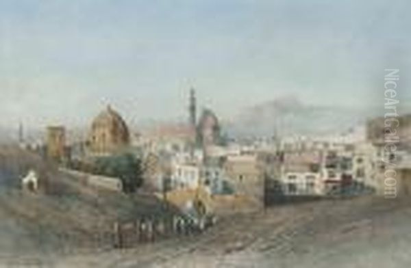 Arabs At An Eastern Gateway Oil Painting by John Jnr. Varley