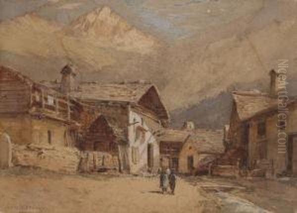 ''the Village Of Argentiere, 
Valley Of Chamonix'' Oil Painting by John Jnr. Varley