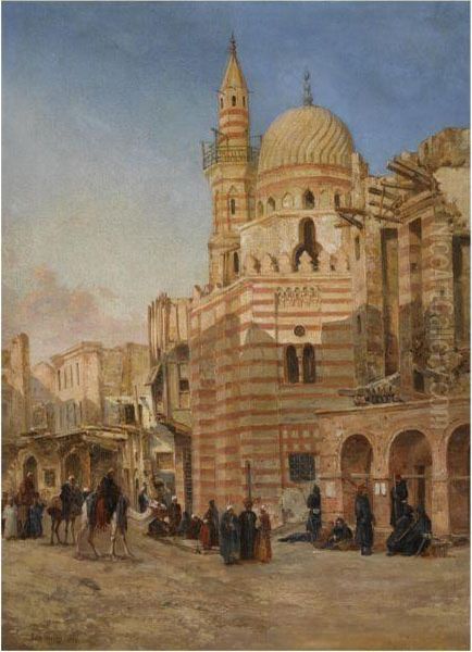 The Mosque Of Khair Bek, Cairo Oil Painting by John Jnr. Varley