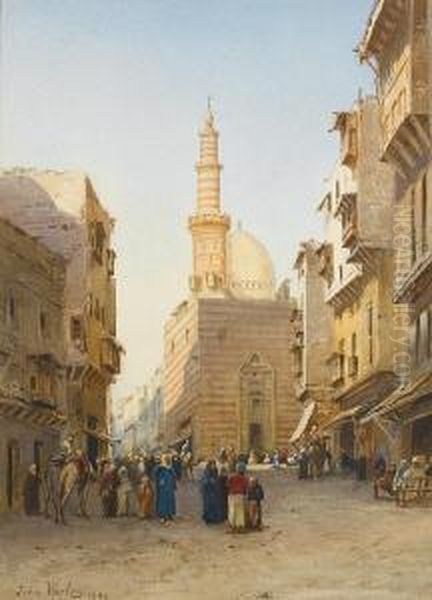 Street Scenes In Cairo Oil Painting by John Jnr. Varley