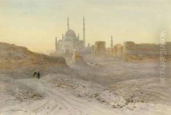 The Citadel And Mosque Of Mehemet-ali Of The Desert Oil Painting by John Jnr. Varley