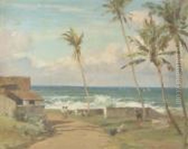 By The Sea Shore, Near Colombo, Sri Lanka Oil Painting by John Jnr. Varley