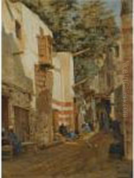 Street Of The Sharouri, Cairo Oil Painting by John Jnr. Varley