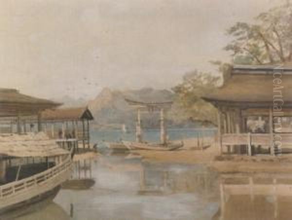 Torii Gate At Miyajima Oil Painting by John Jnr. Varley