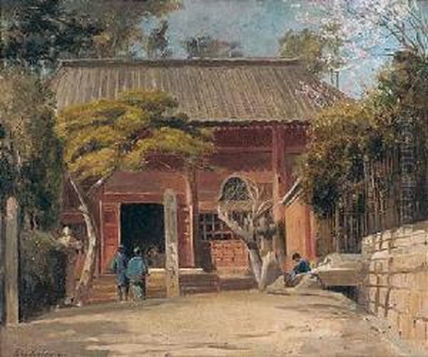 Temple At Tomachi Oil Painting by John Jnr. Varley