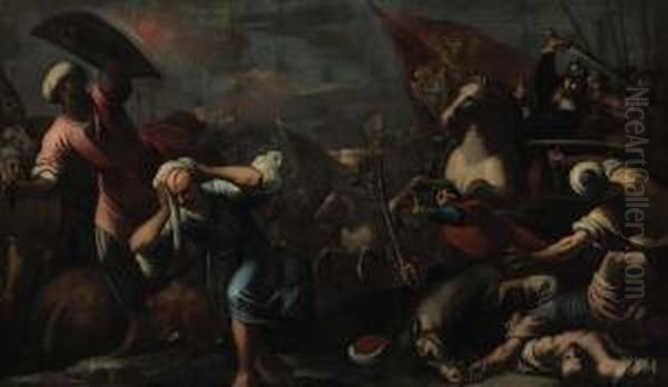 Tommasso Mocenigo Leading The Venetian Army Against The Turks Oil Painting by (Alessandro) Padovanino (Varotari)